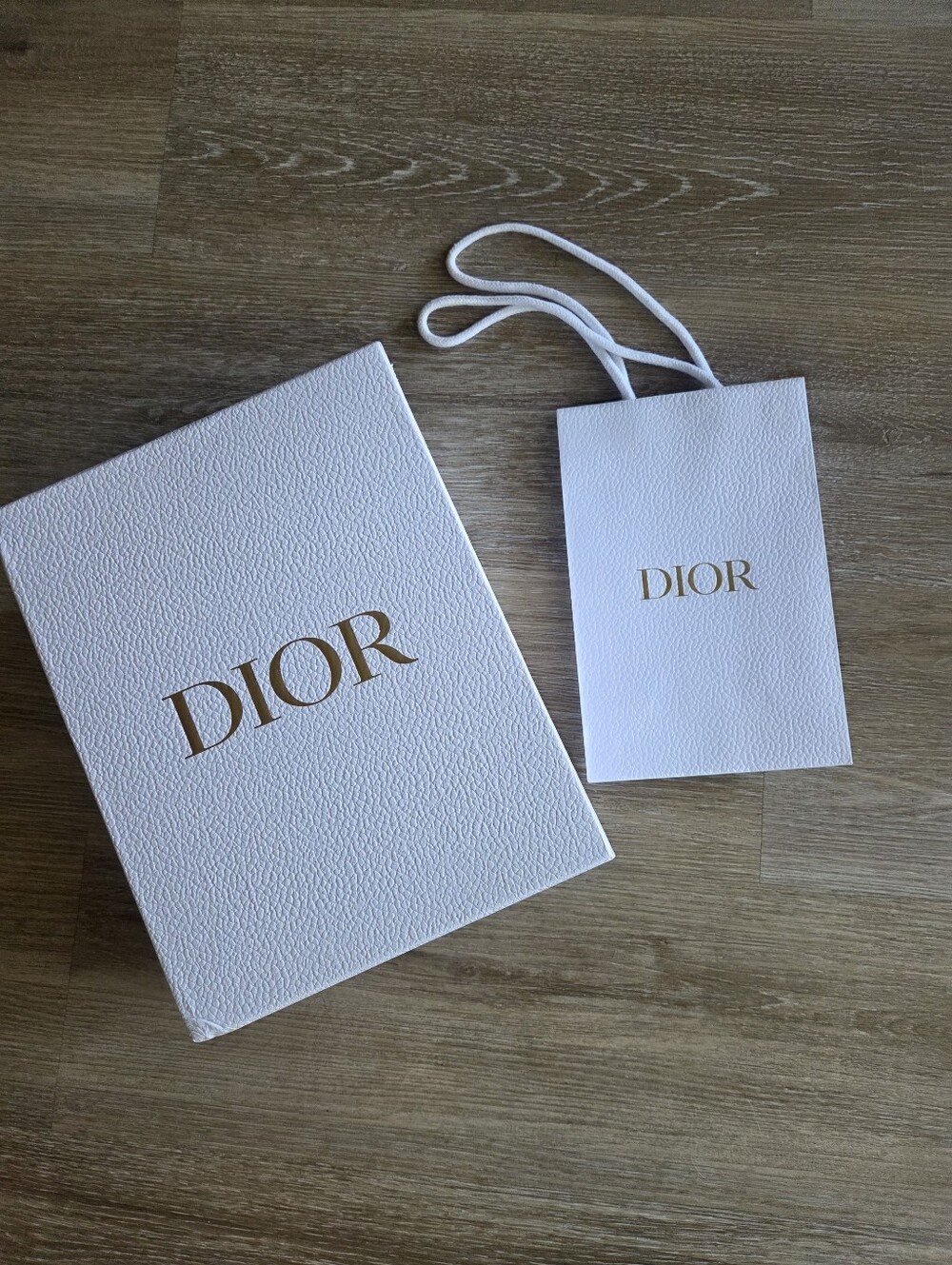 Dior White and Gold Gift Box and Bag Set